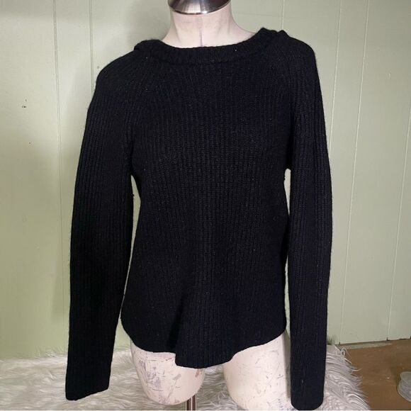 Vince Wool Cashmere Wool Raglan Hoodie Sweater Black Womens Size Small - Picture 3 of 7